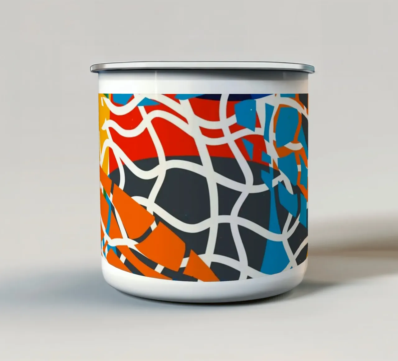 Chromatic Waveforms – Contemporary Abstract Mesh Artwork by enamel mug by Abstract and Patterns