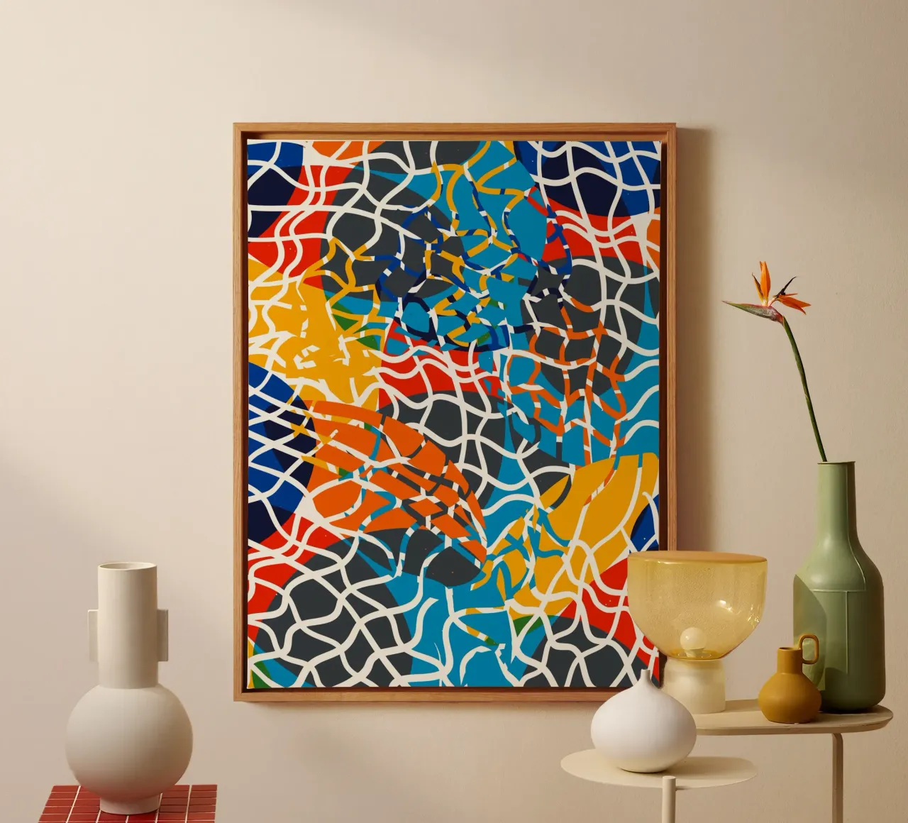 Chromatic Waveforms – Contemporary Abstract Mesh Artwork by canvas by Abstract and Patterns