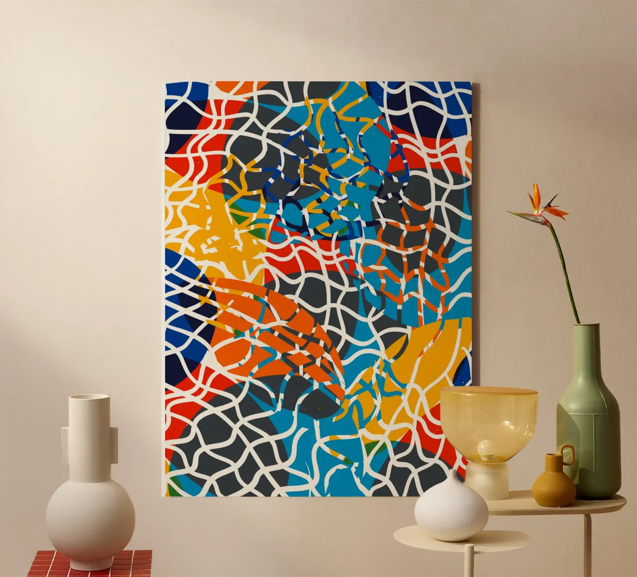 Chromatic Waveforms – Contemporary Abstract Mesh Artwork by canvas by Abstract and Patterns
