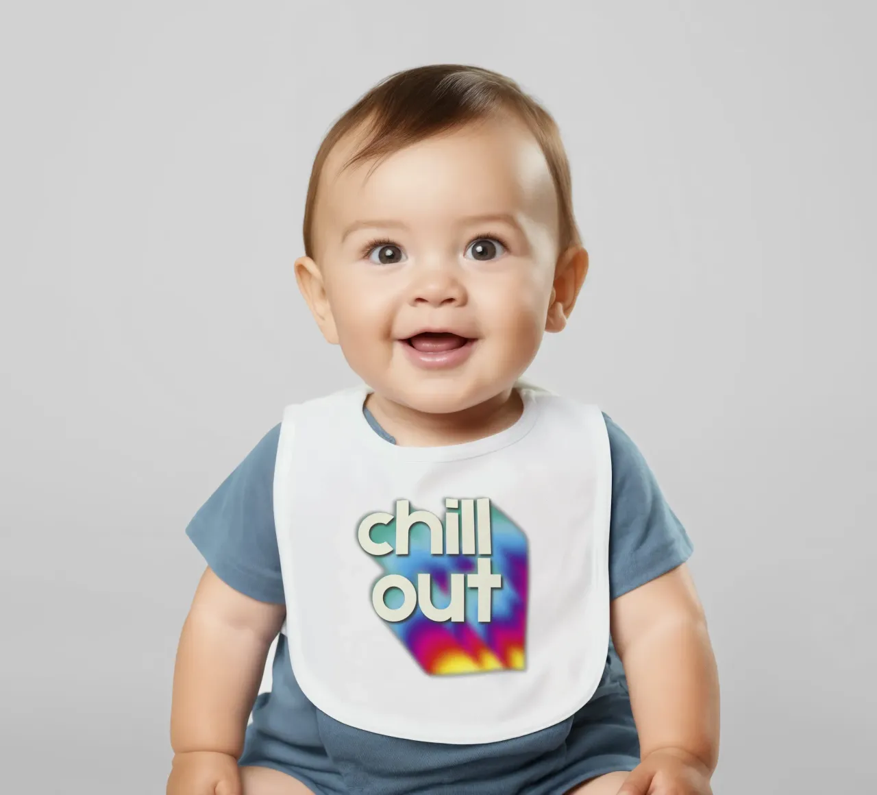 Chill Out Relaxing Typography Rainbow Aura Art bavaglino da showmemars