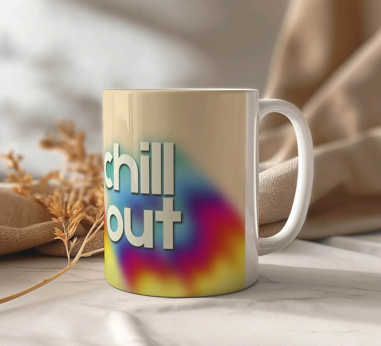 Chill Out Relaxing Typography Rainbow Aura Art tazza in ceramica da showmemars