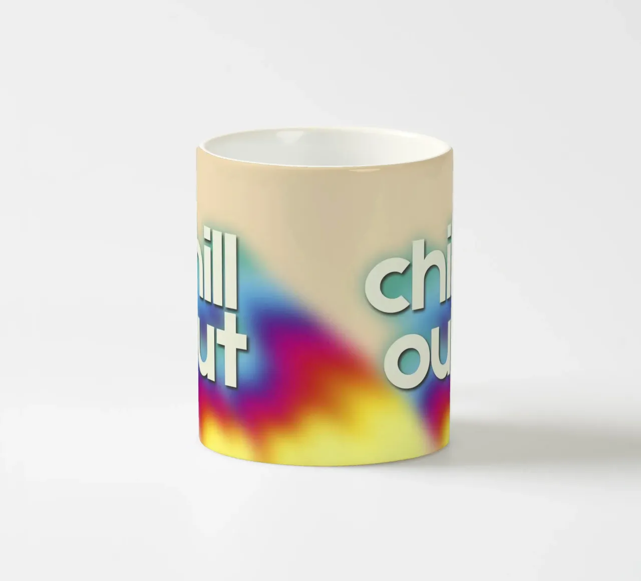 Chill Out Relaxing Typography Rainbow Aura Art tazza in ceramica da showmemars