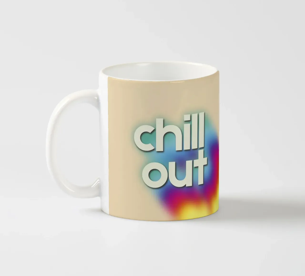 Chill Out Relaxing Typography Rainbow Aura Art tazza in ceramica da showmemars