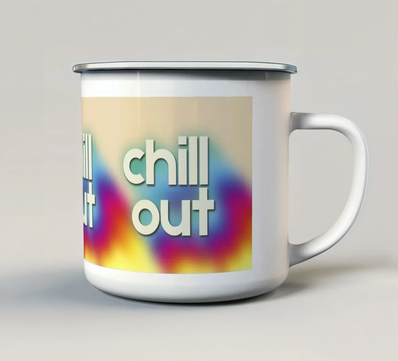 Chill Out Relaxing Typography Rainbow Aura Art tazza in smalto da showmemars