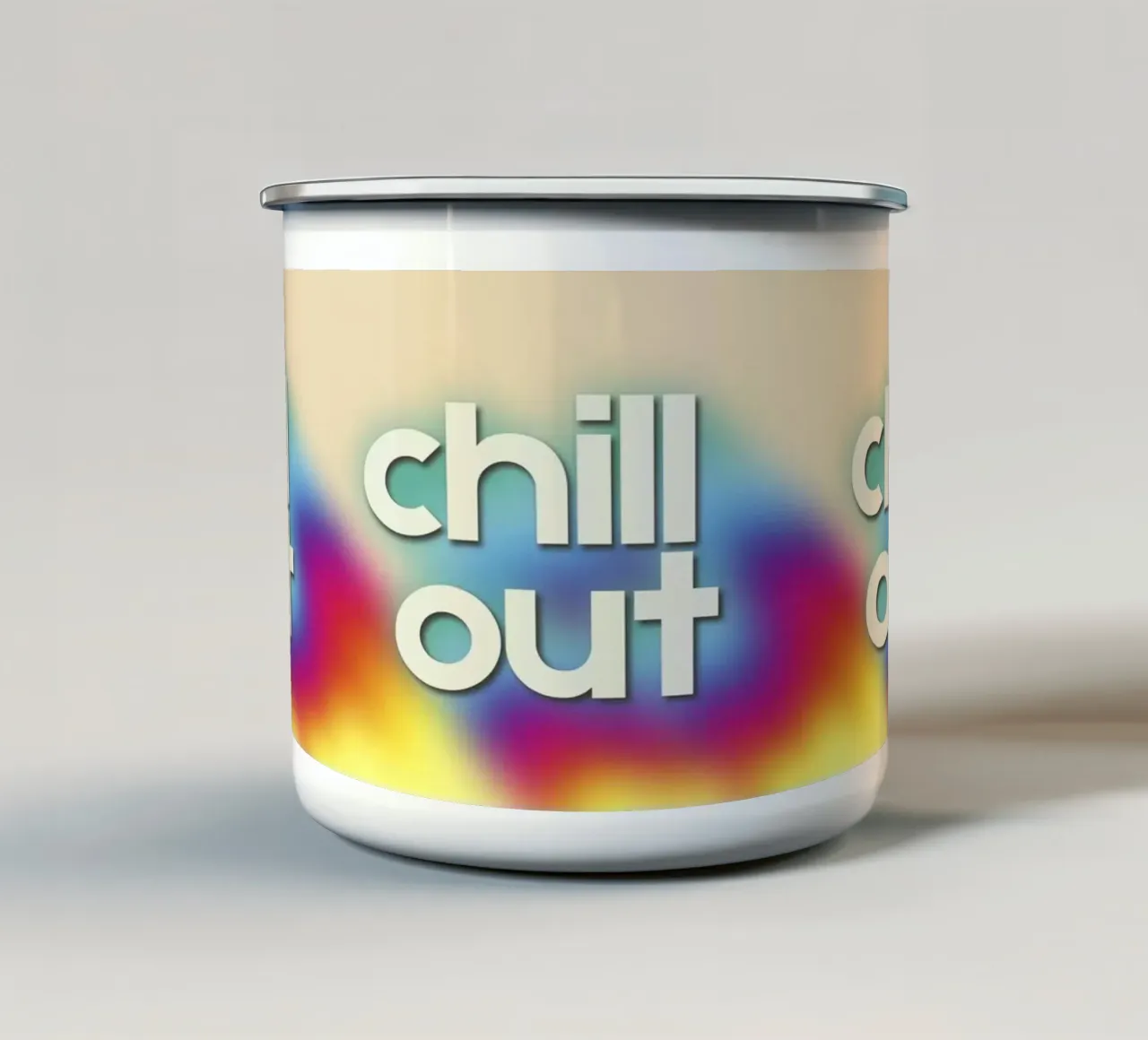 Chill Out Relaxing Typography Rainbow Aura Art tazza in smalto da showmemars