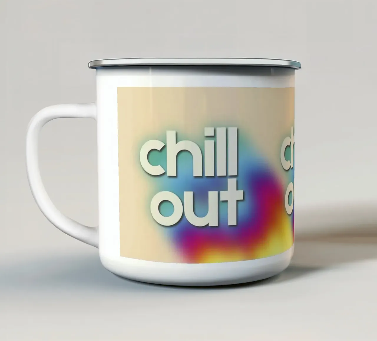 Chill Out Relaxing Typography Rainbow Aura Art tazza in smalto da showmemars