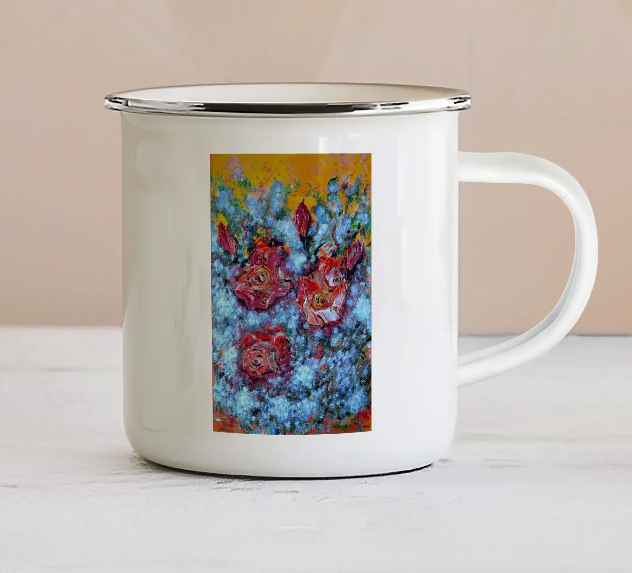 SORPRESA MATTUTINA. tazza in smalto da Little treasures for your home