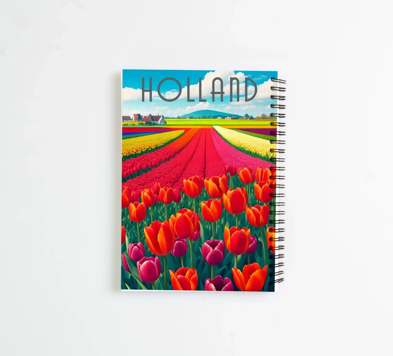 Holland Tulip Fields Scene spiral notebook by Charnwood Prints