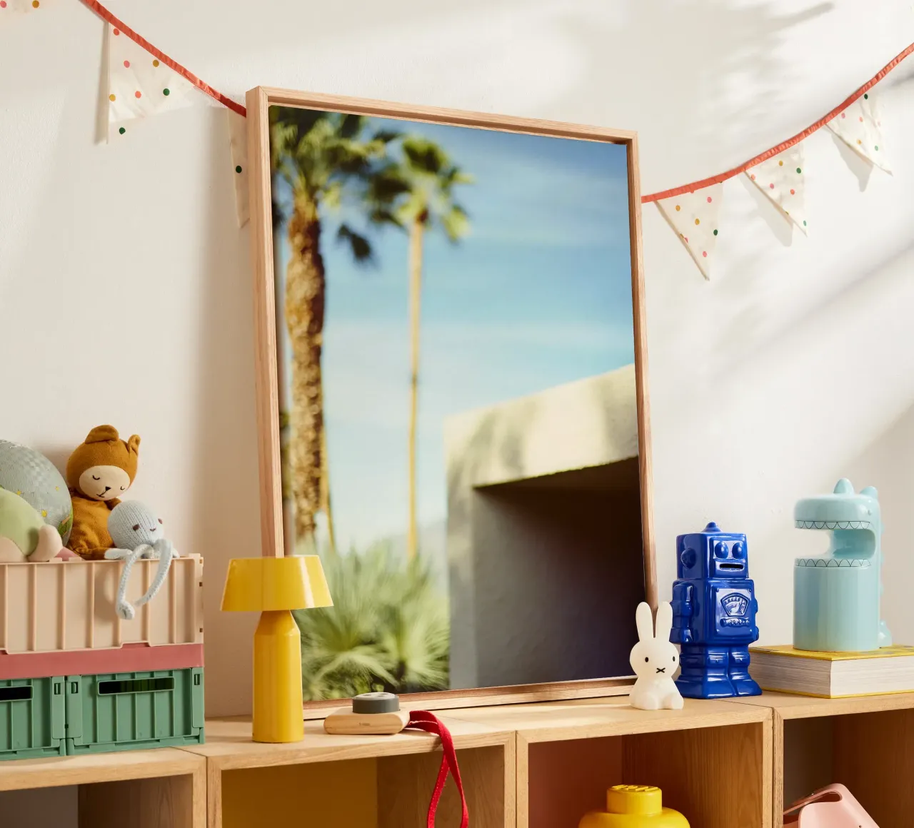 Blue & Palm Spring tela con Cornice a cassetta da Affiches Minimalistes