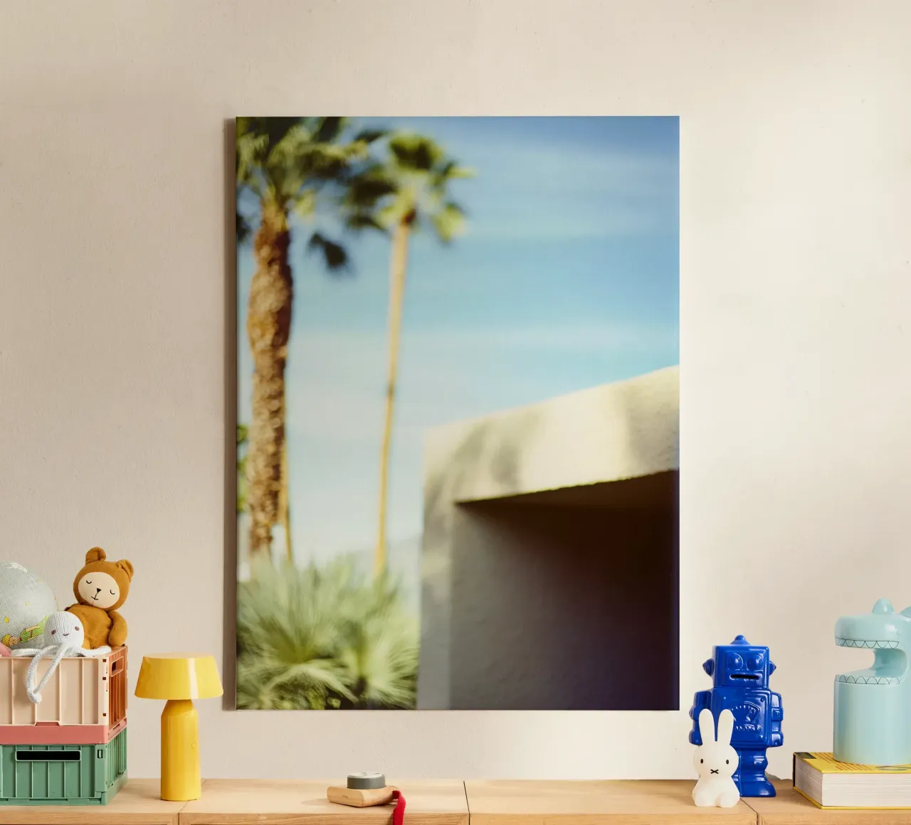 Blue & Palm Spring tela con Cornice a cassetta da Affiches Minimalistes