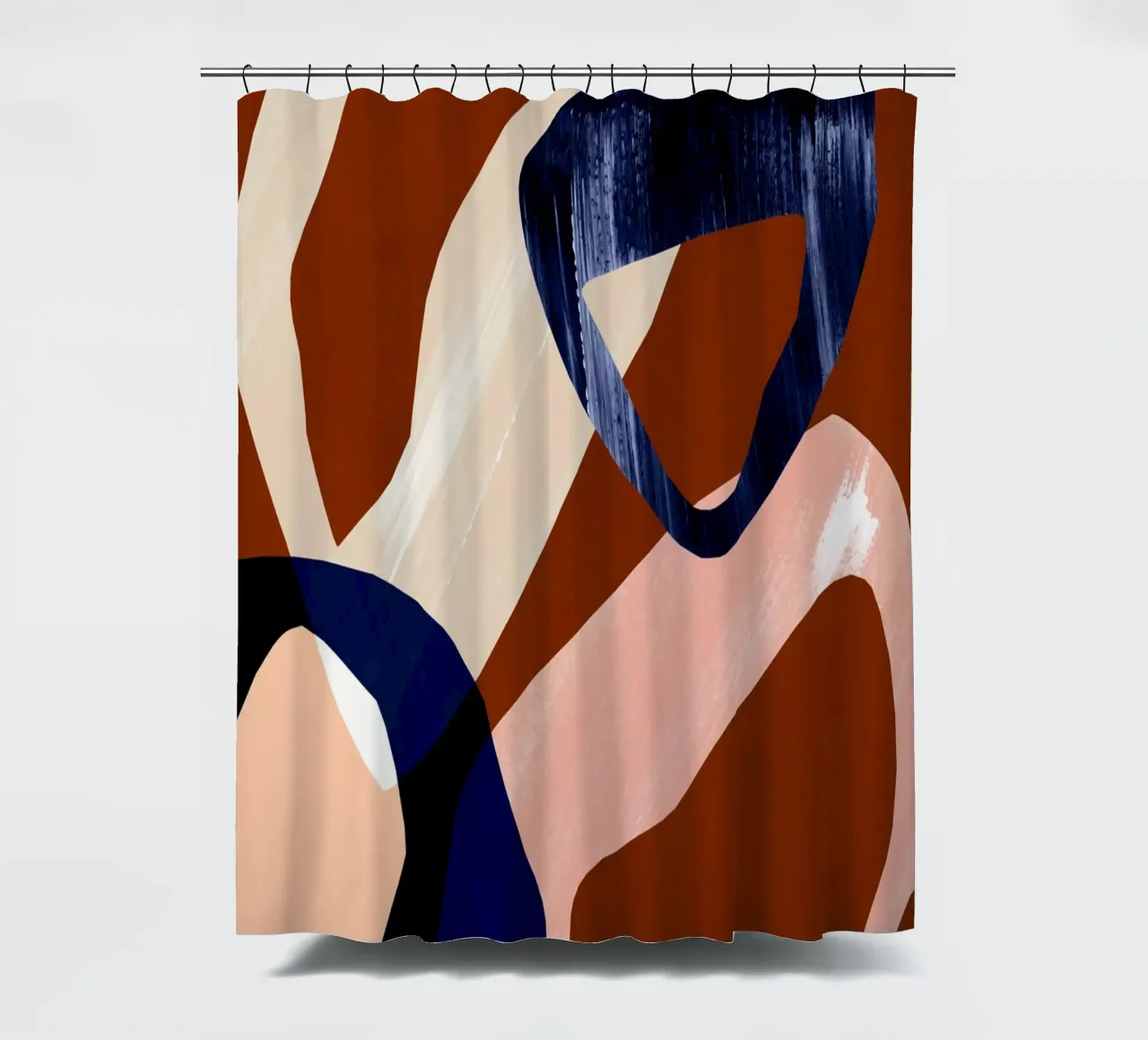 Oversized Red Blue Abstract Print shower curtain by Violets Print House