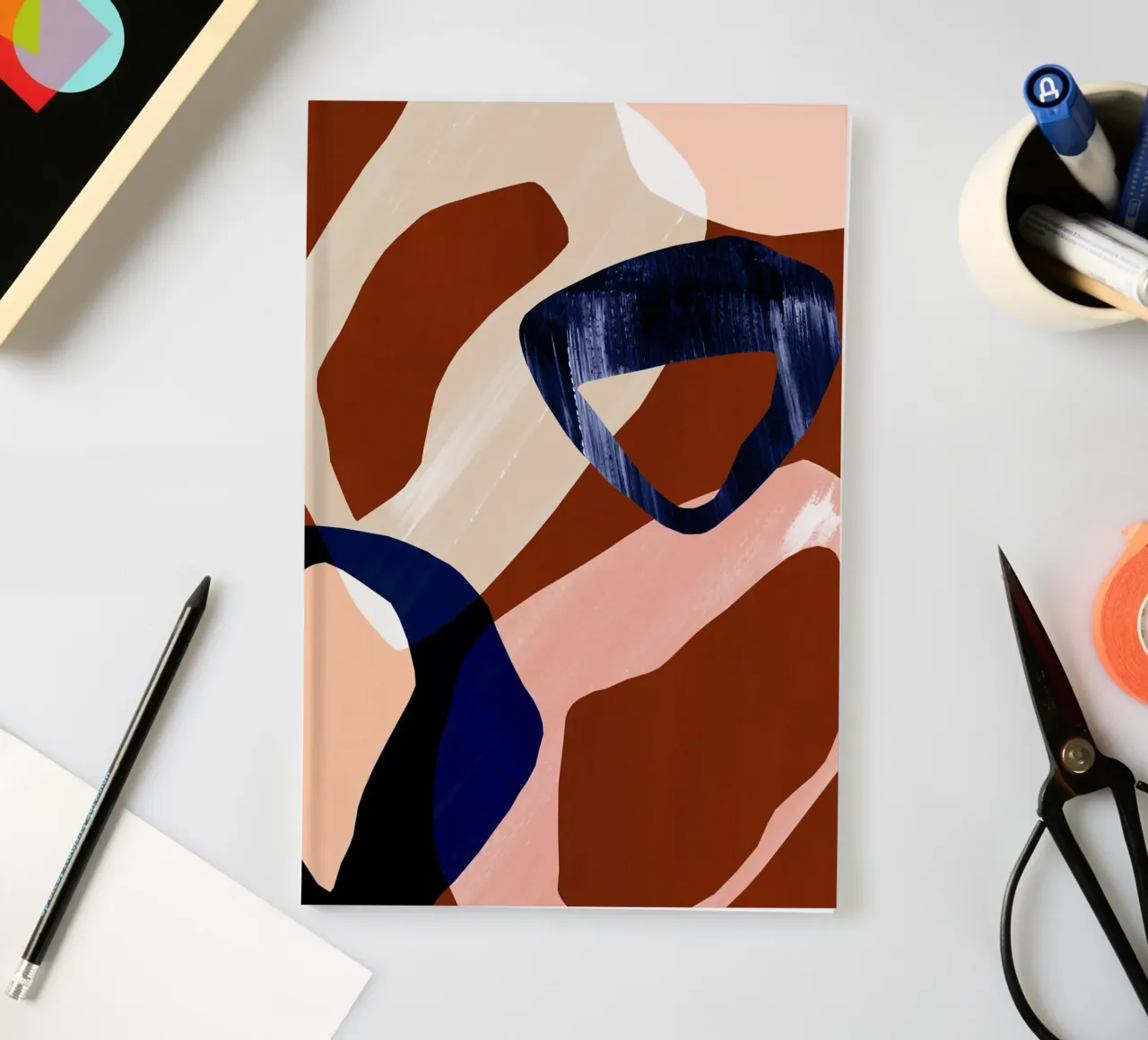 Oversized Red Blue Abstract Print notebook by Violets Print House