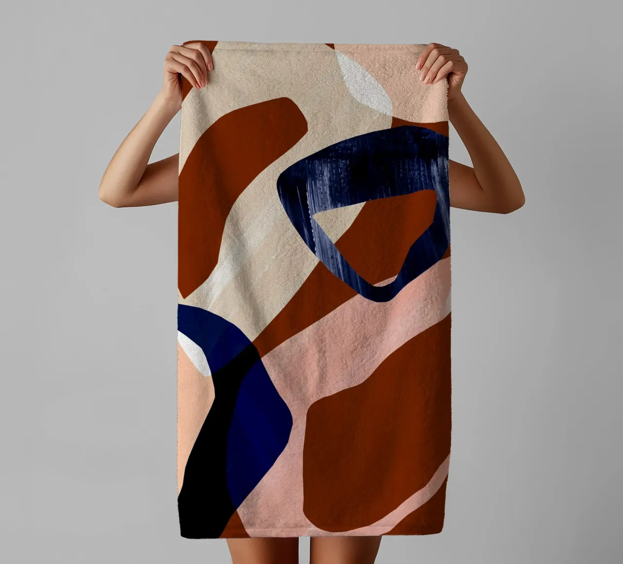 Oversized Rood Blauwe Abstracte Print badhanddoek van Violets Print House