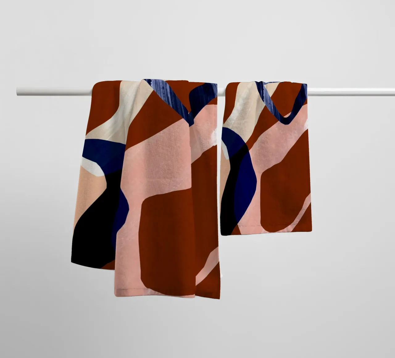 Oversized Rood Blauwe Abstracte Print badhanddoek van Violets Print House