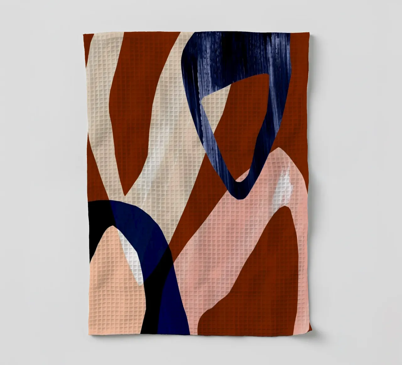 Impression abstraite surdimensionnée rouge et bleue torchon de Violets Print House