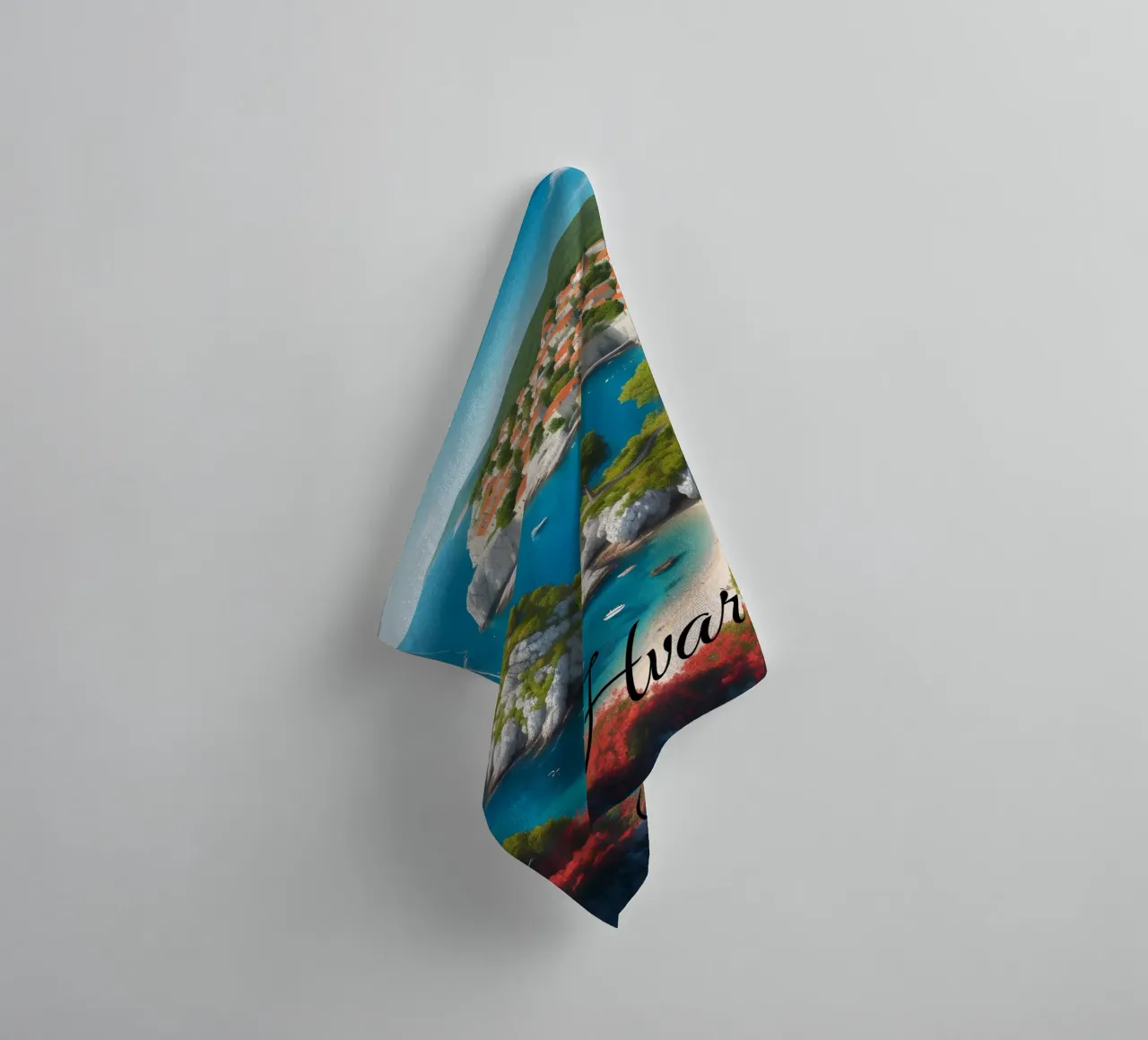 Hvar Coast Scene towel by Charnwood Prints