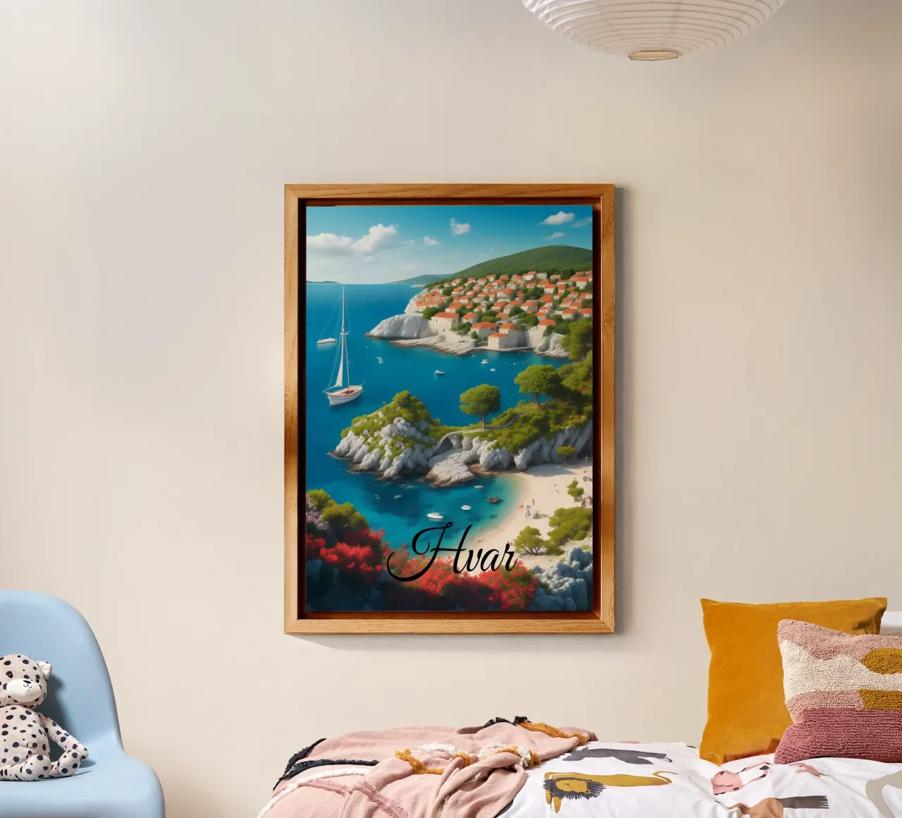 Scena della costa di Hvar alluminio dibond da Charnwood Prints