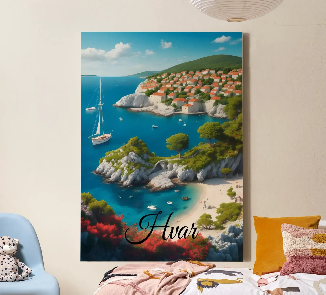Scène de la côte de Hvar toile de Charnwood Prints