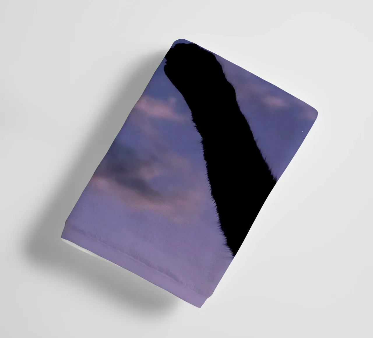 Hand and Cat Paw Reaching for the Crescent Moon Art Print towel by Cosmic Reverie Studio