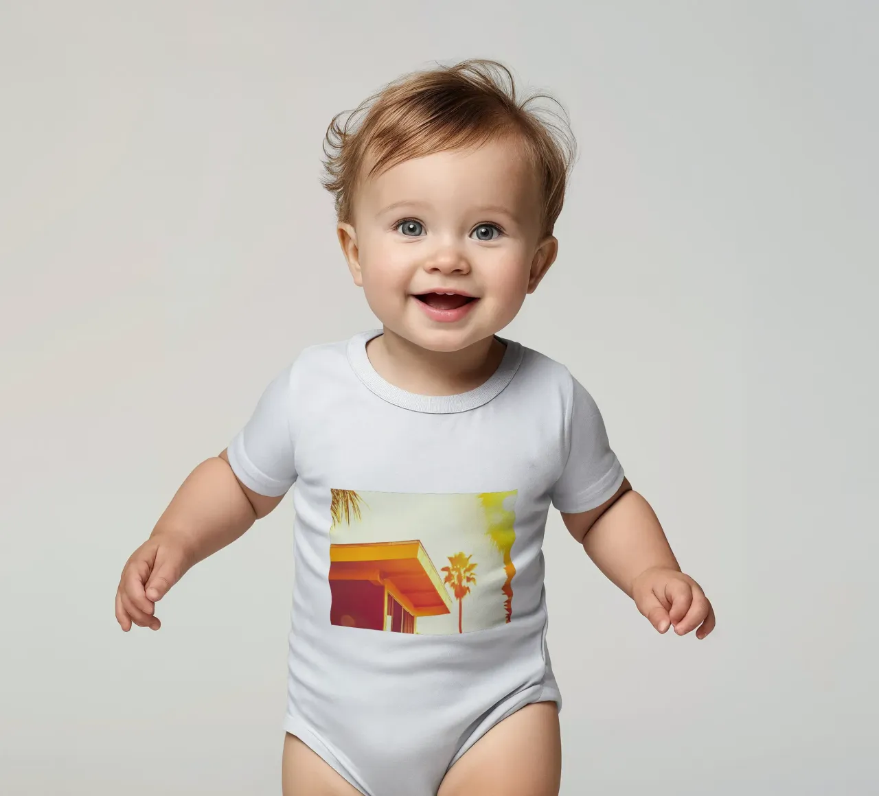 Yellow & Palm Spring body neonato maniche corte da Minimalistic