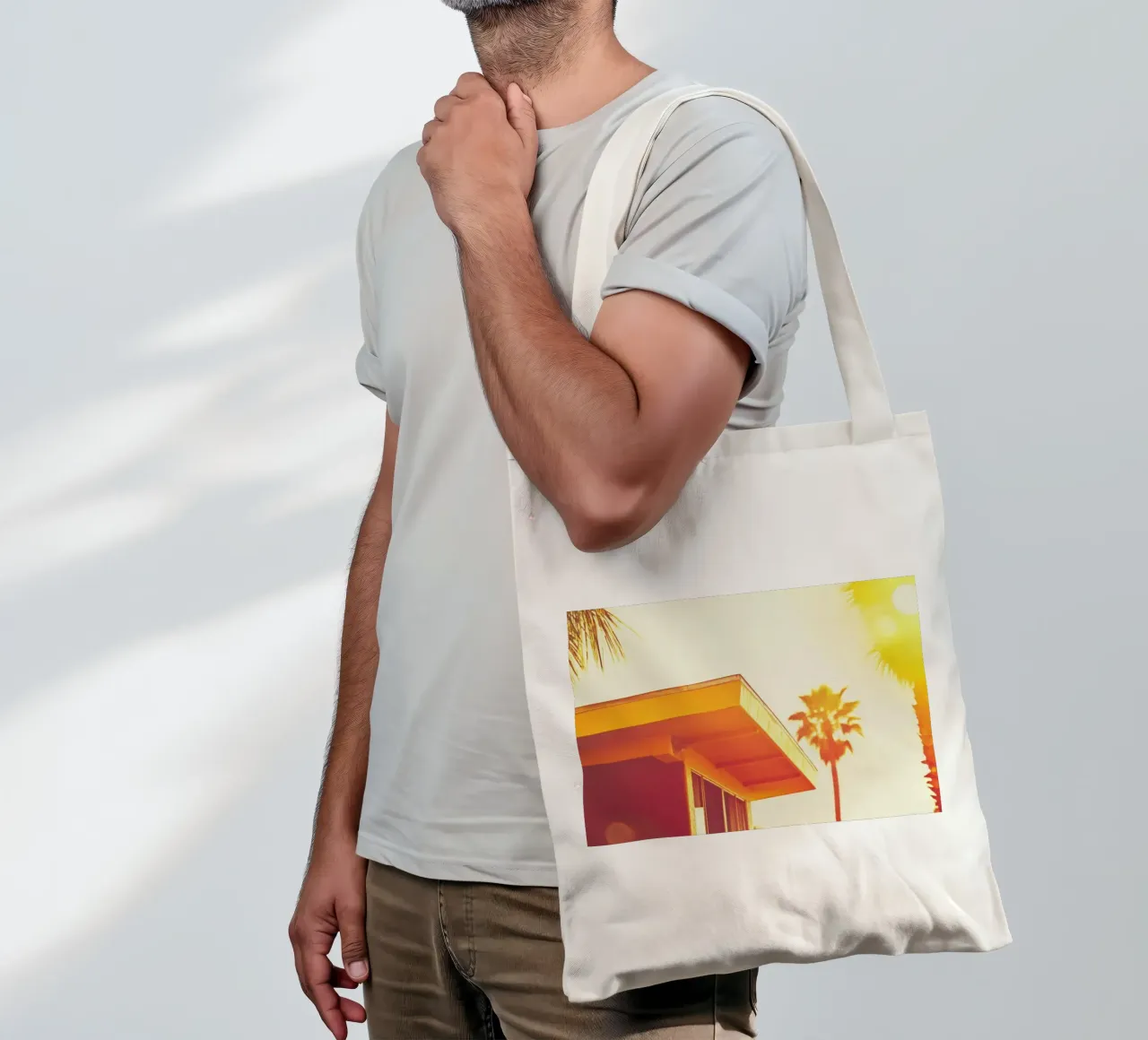 Yellow & Palm Spring borsa in juta da Affiches Minimalistes