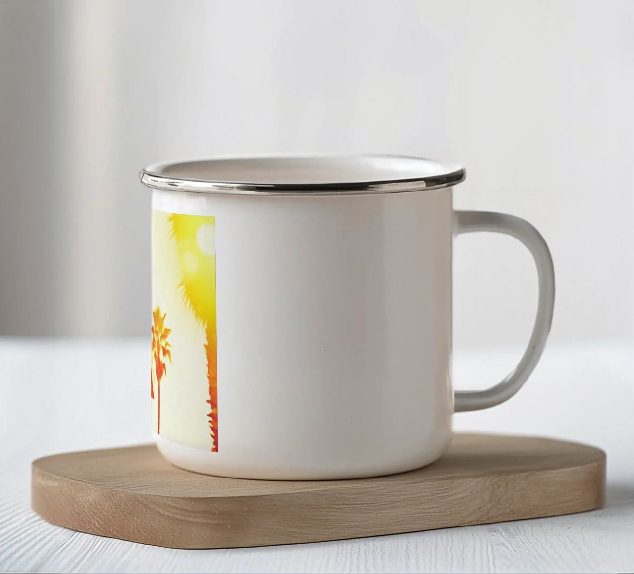 Yellow & Palm Spring tazza in smalto da Minimalistic