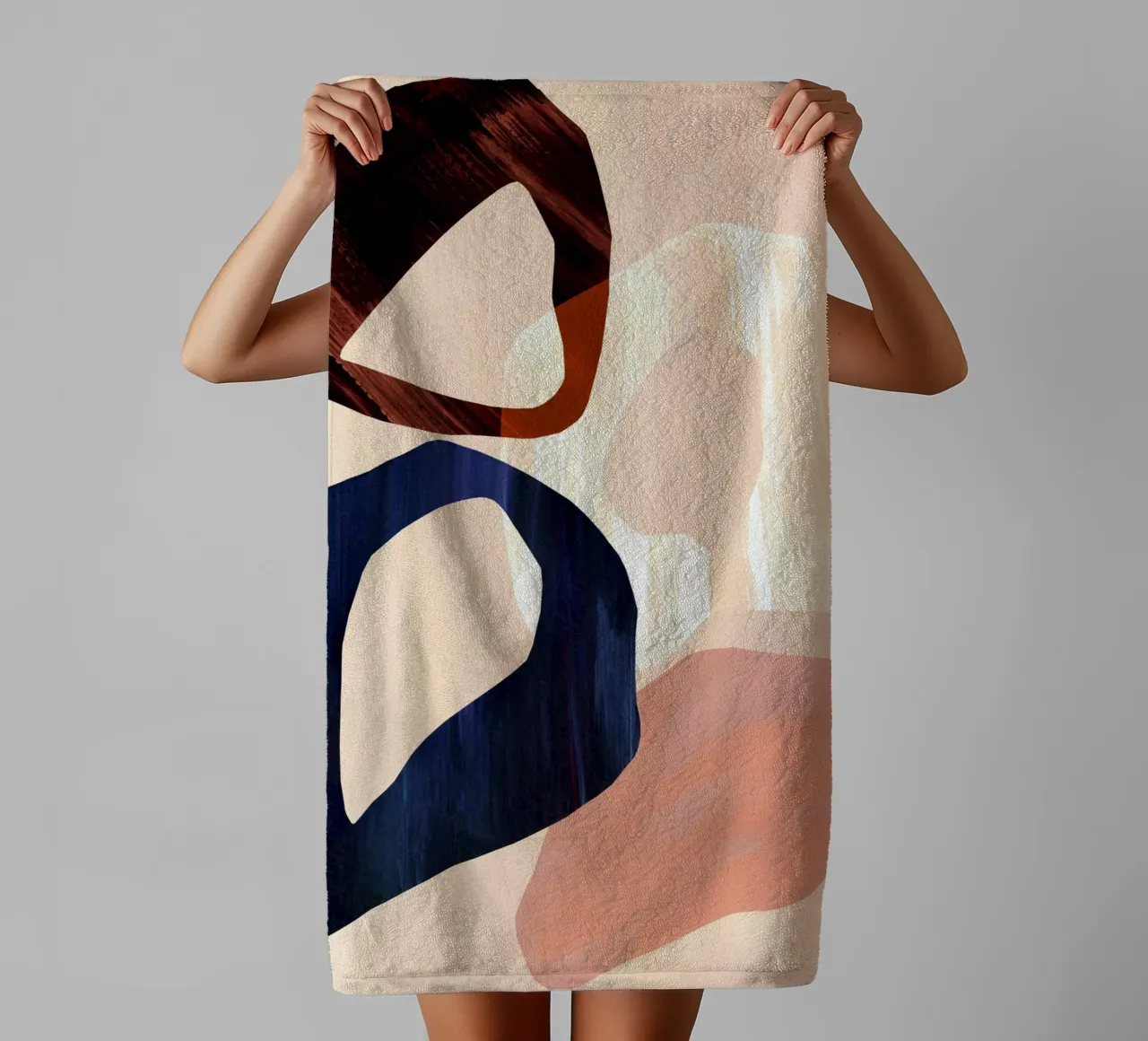 Neutral Oversized Abstract Art Print towel by Violets Print House