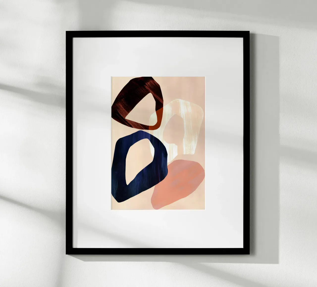 Neutral Oversized Abstract Art Print poster with wooden frame by Violets Print House
