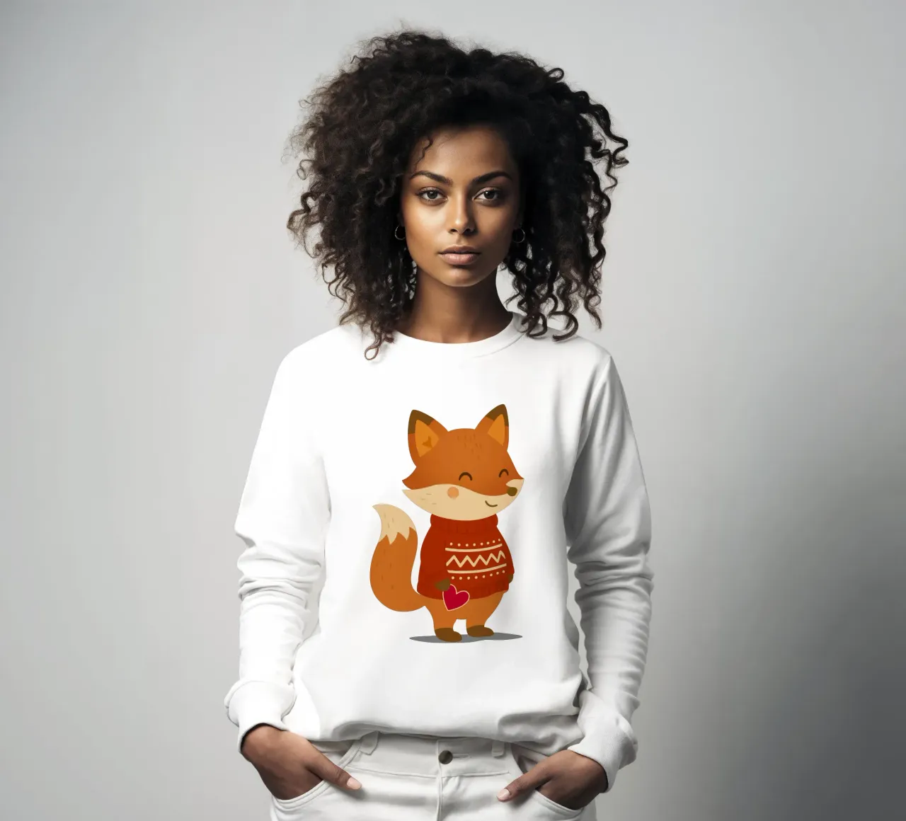 Simpatica volpe in maglione con cuore felpa da NA/MO