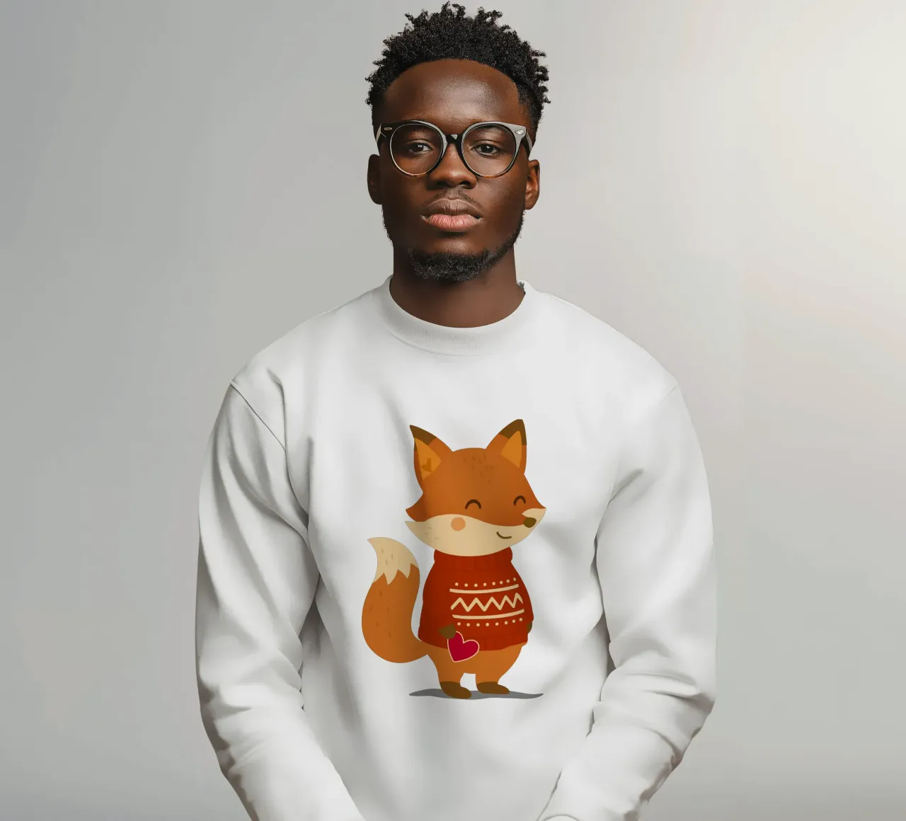 Simpatica volpe in maglione con cuore felpa da NA/MO