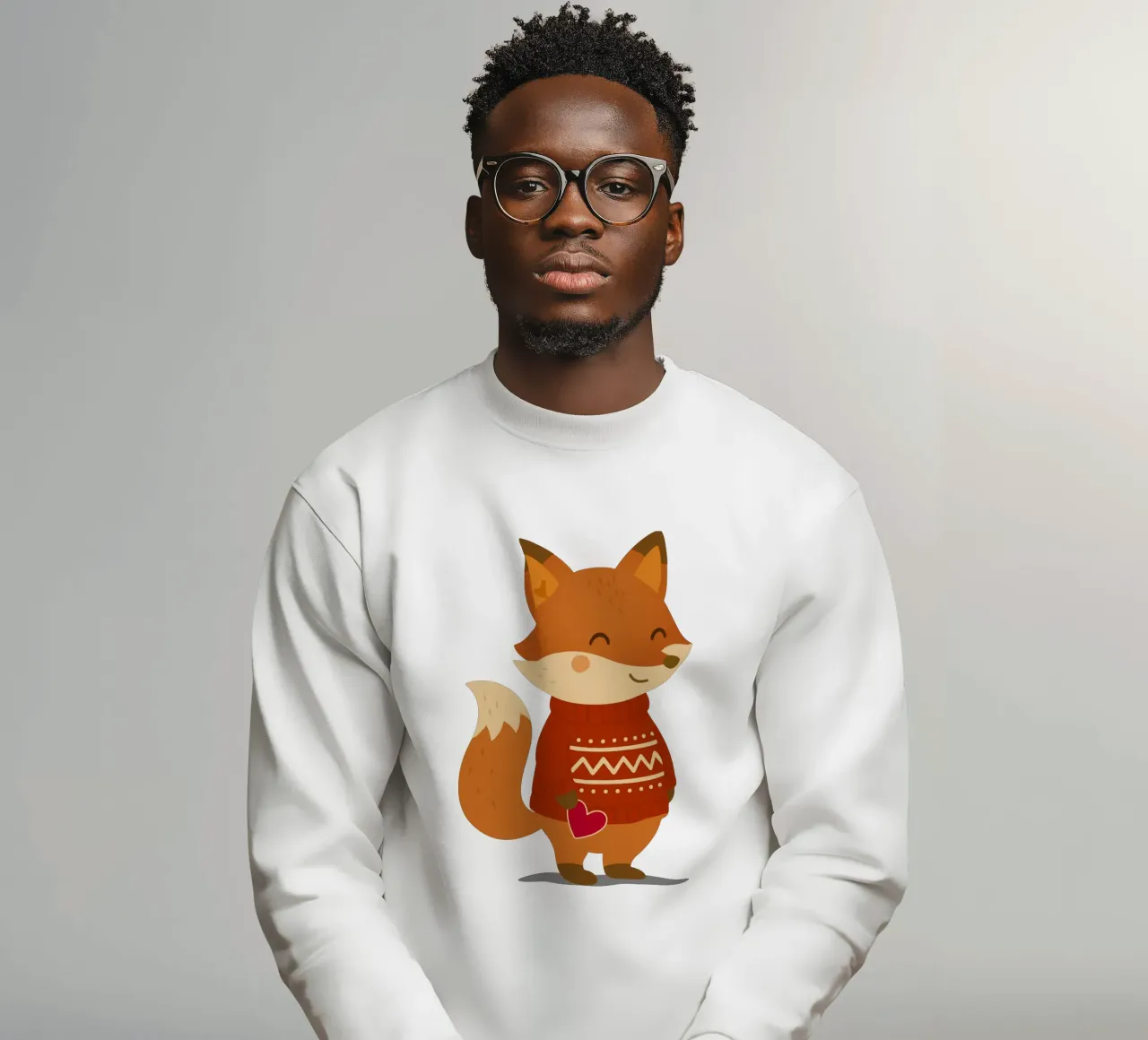 Simpatica volpe in maglione con cuore felpa da NA/MO