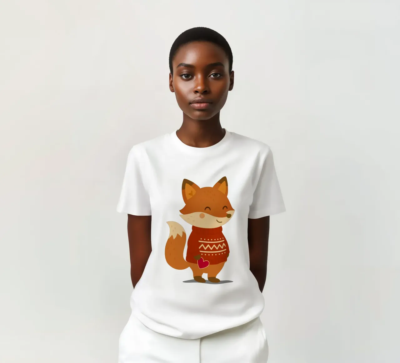 Simpatica volpe in maglione con cuore t-shirt da NA/MO