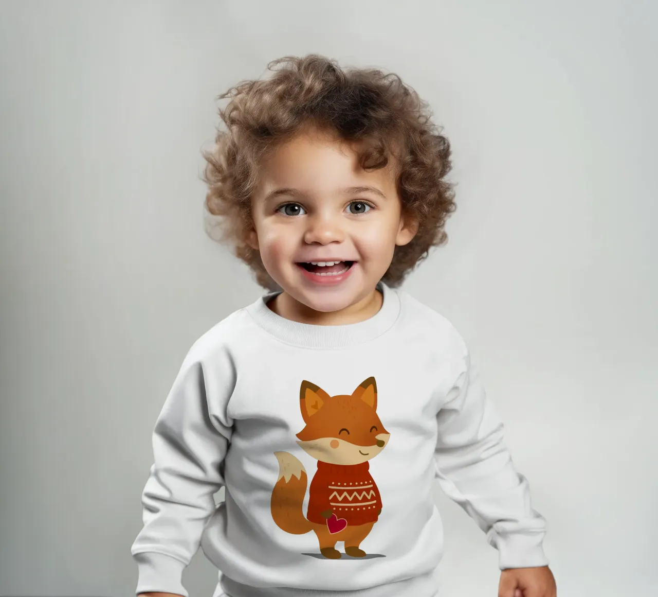 Simpatica volpe in maglione con cuore felpa neonato da NA/MO