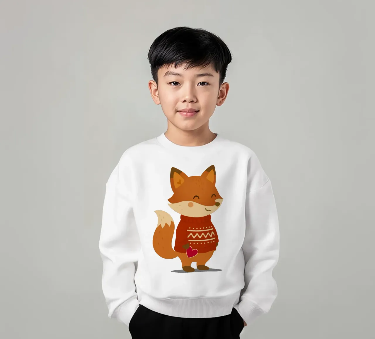 Simpatica volpe in maglione con cuore felpa bambino da NA/MO