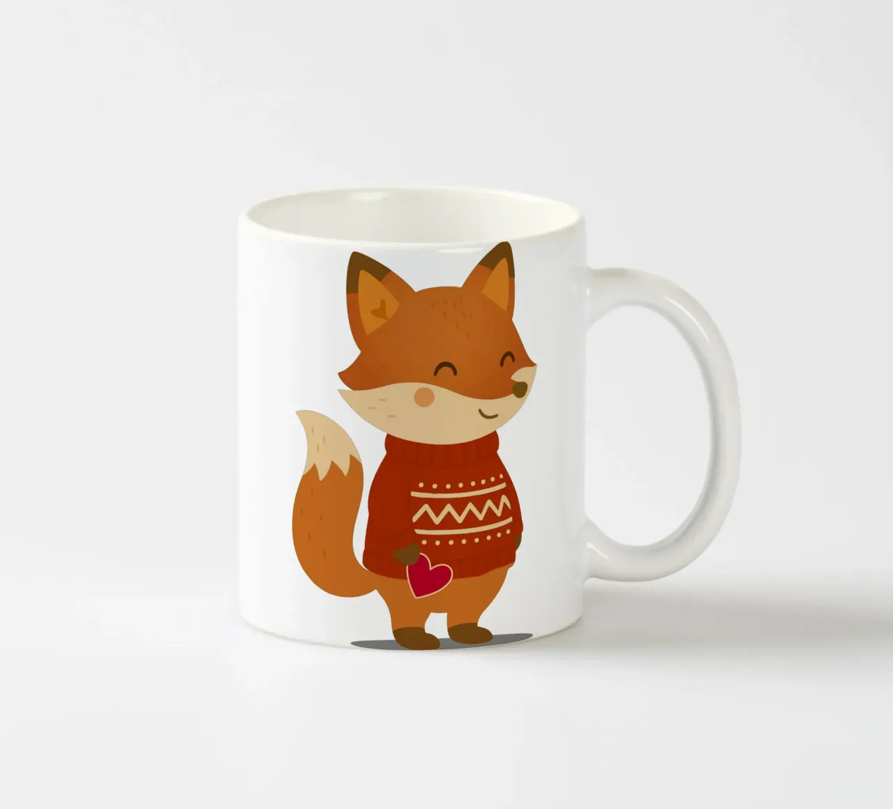 Simpatica volpe in maglione con cuore tazza in ceramica da NA/MO