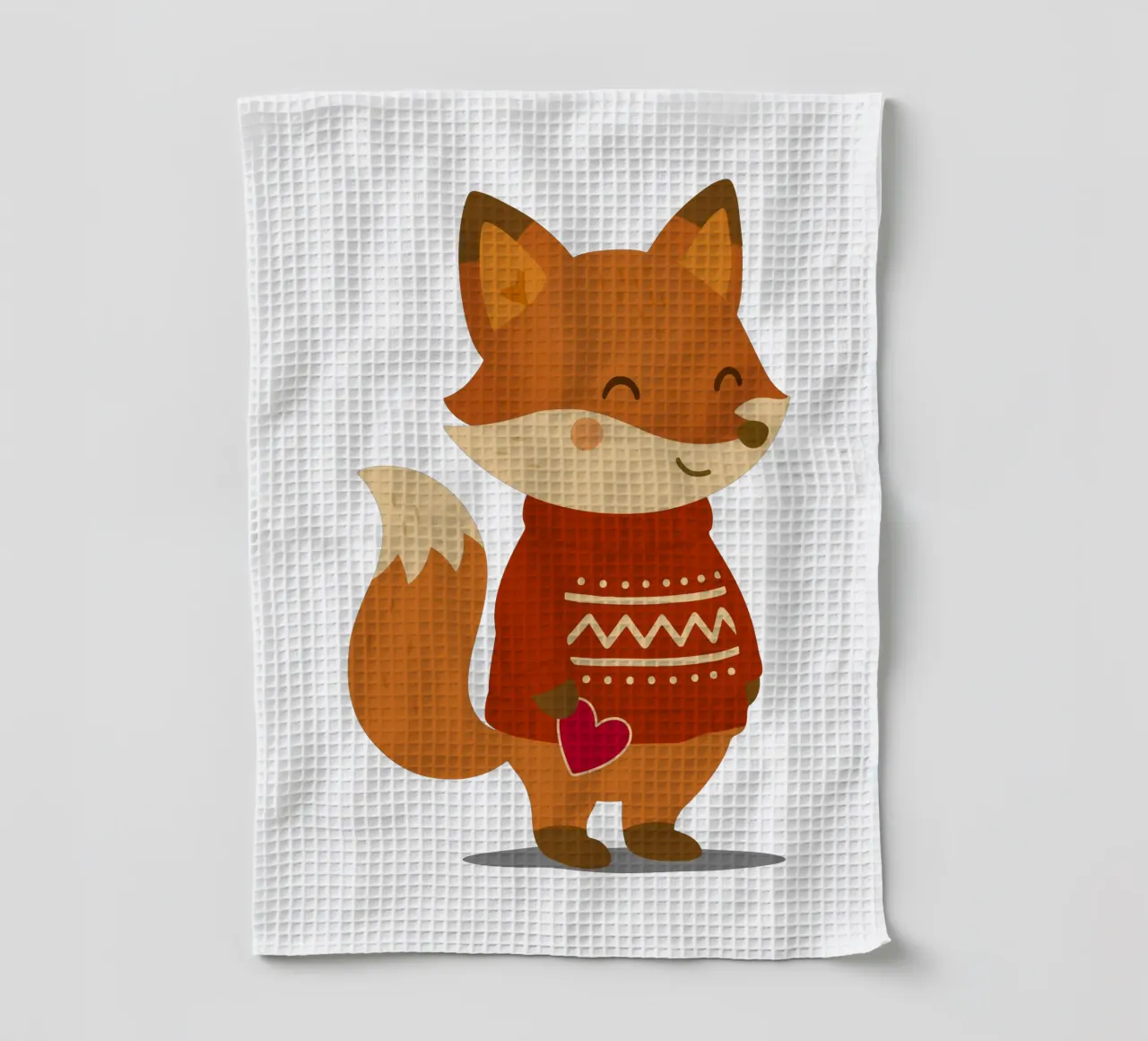 Simpatica volpe in maglione con cuore canovaccio da cucina da NA/MO