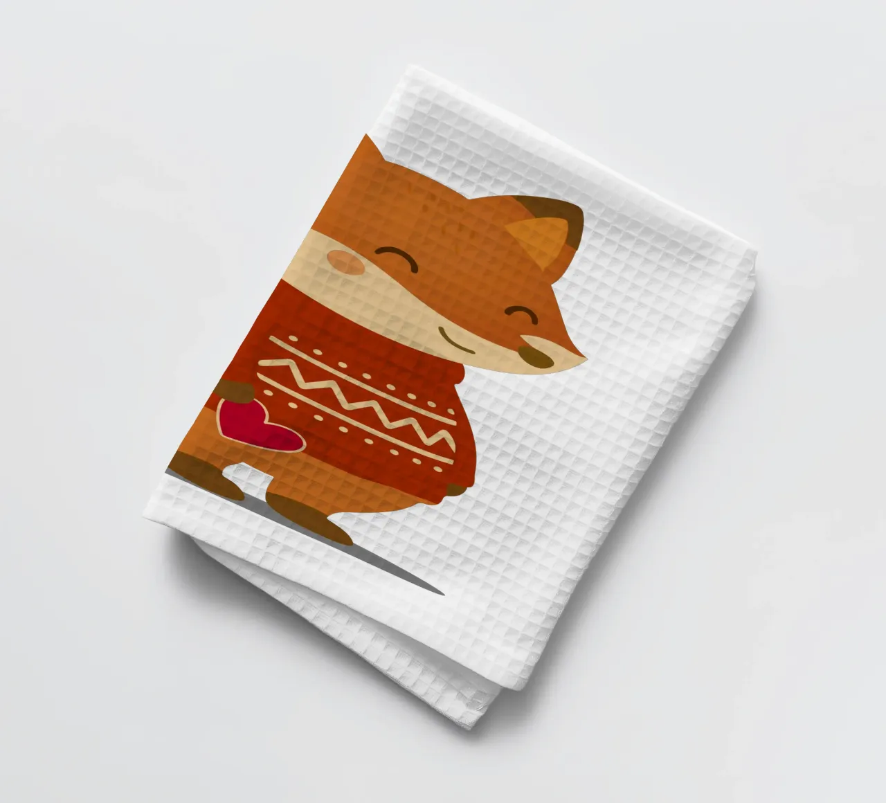 Simpatica volpe in maglione con cuore canovaccio da cucina da NA/MO