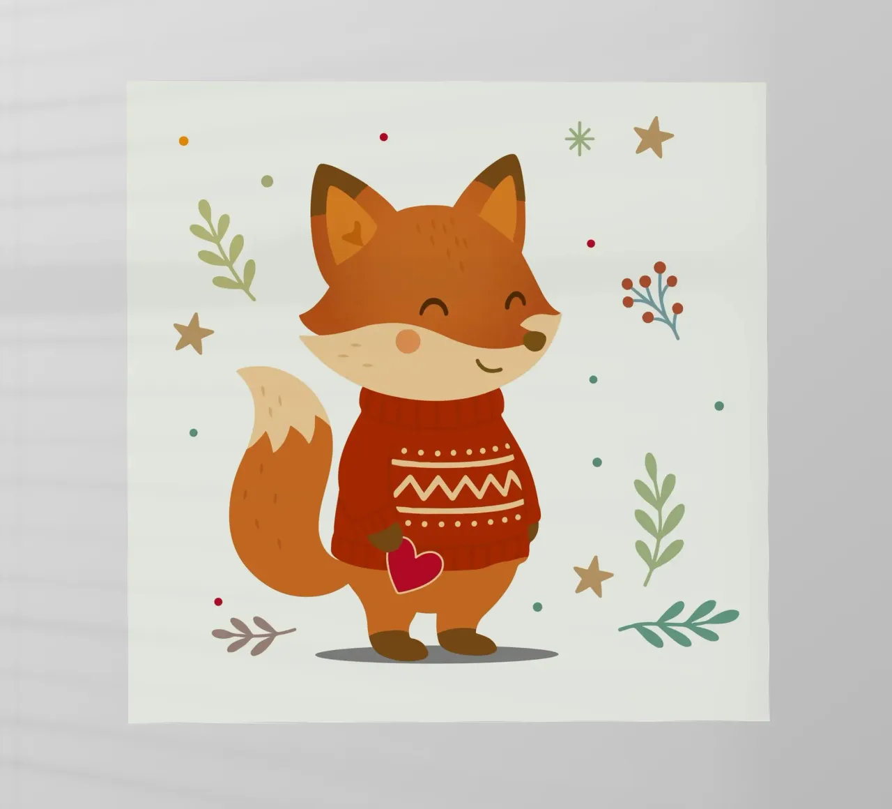 Simpatica volpe in maglione con cuore pellicola backlit da NA/MO