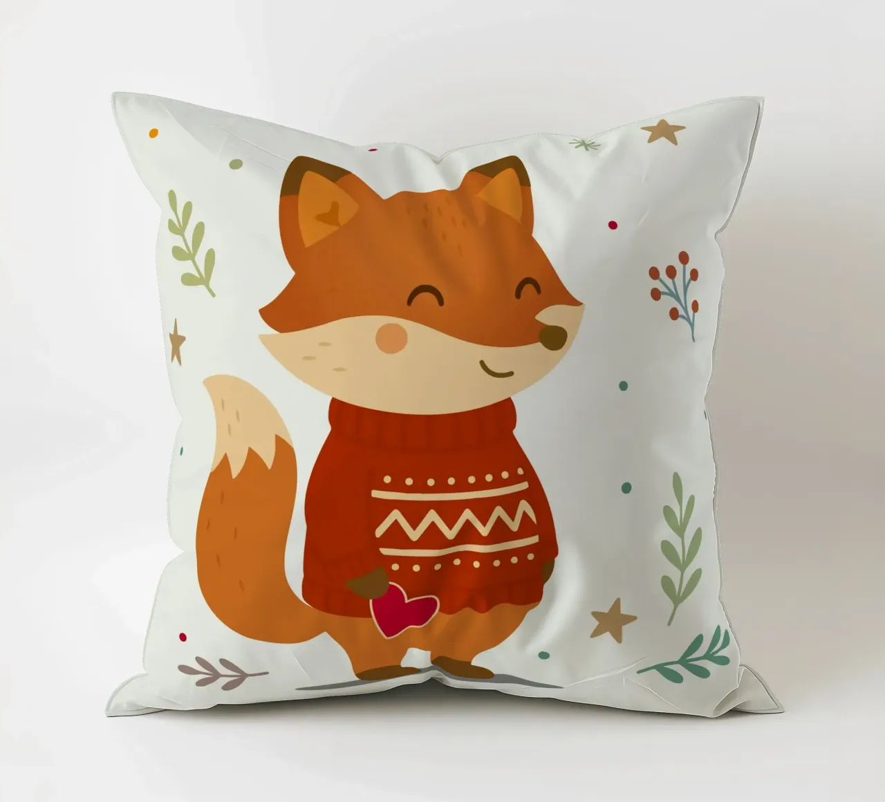 Simpatica volpe in maglione con cuore cuscino da NA/MO