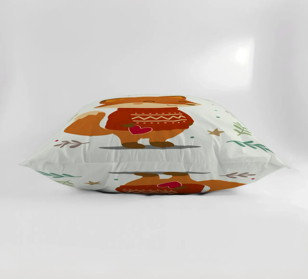 Simpatica volpe in maglione con cuore cuscino da NA/MO