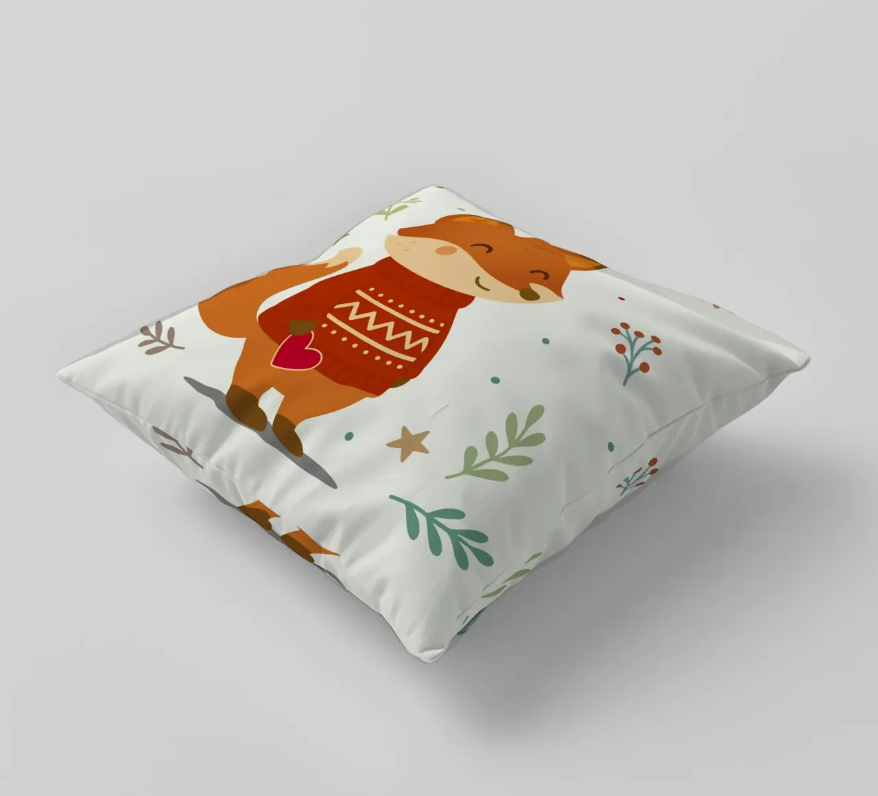 Simpatica volpe in maglione con cuore cuscino da NA/MO