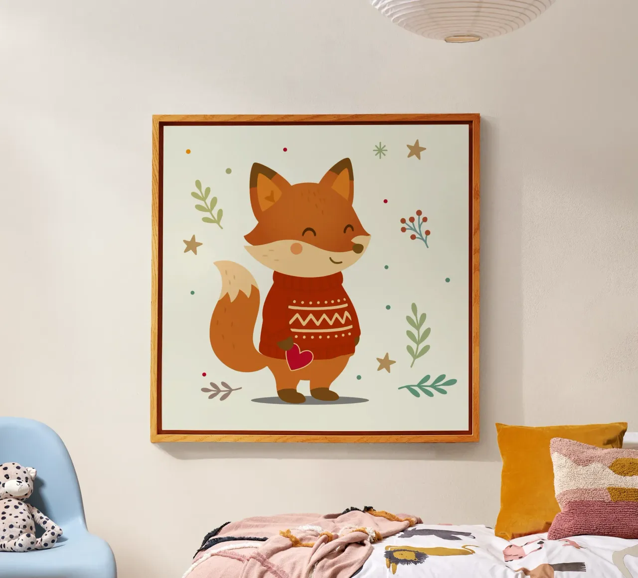 Simpatica volpe in maglione con cuore plexiglass da NA/MO