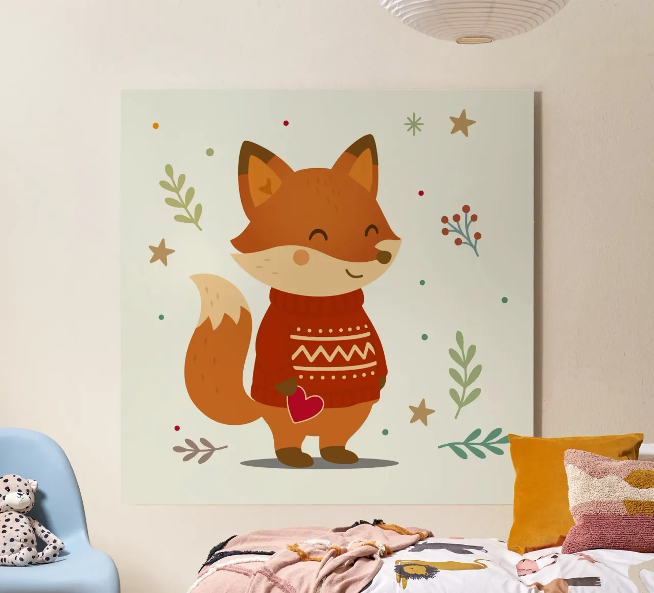 Simpatica volpe in maglione con cuore plexiglass da NA/MO