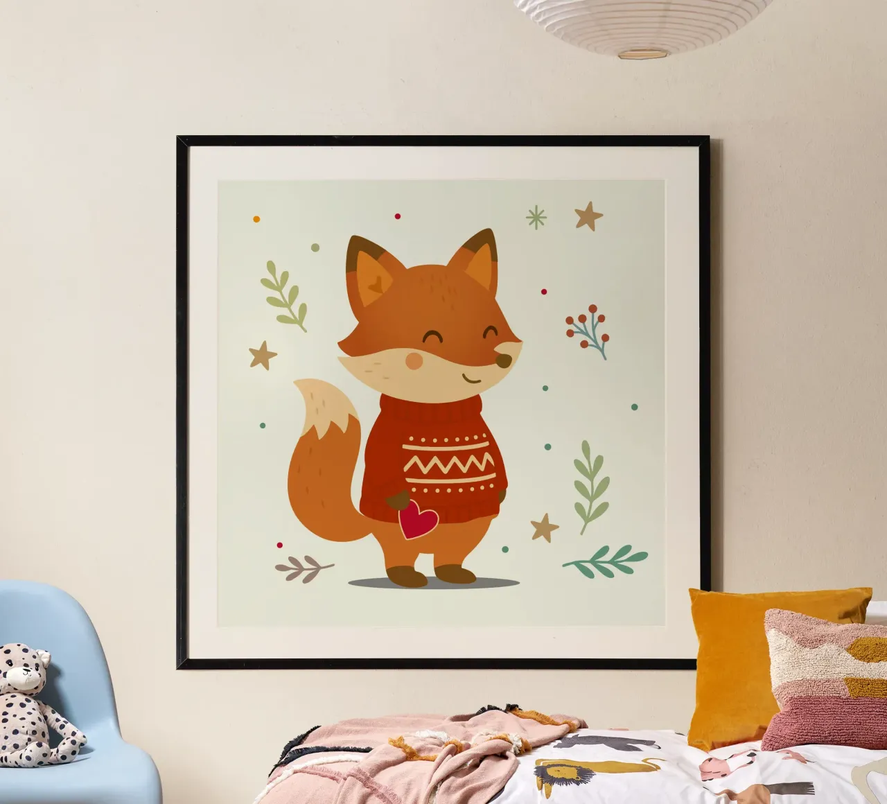 Simpatica volpe in maglione con cuore carta hahnemühle da NA/MO