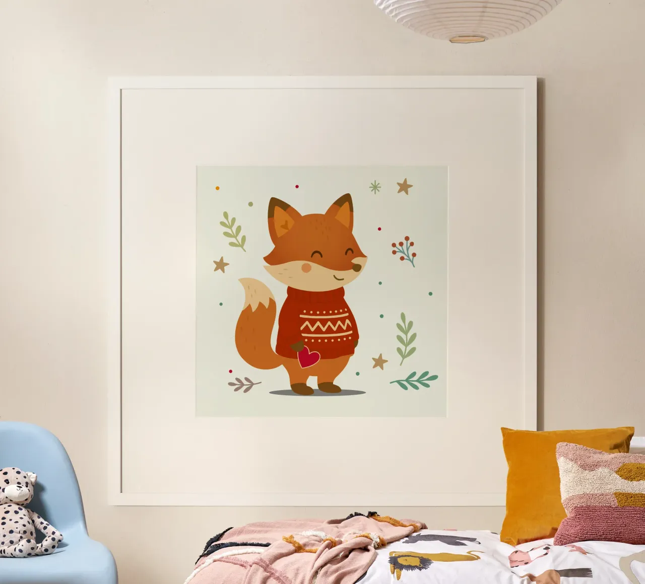 Simpatica volpe in maglione con cuore carta hahnemühle da NA/MO