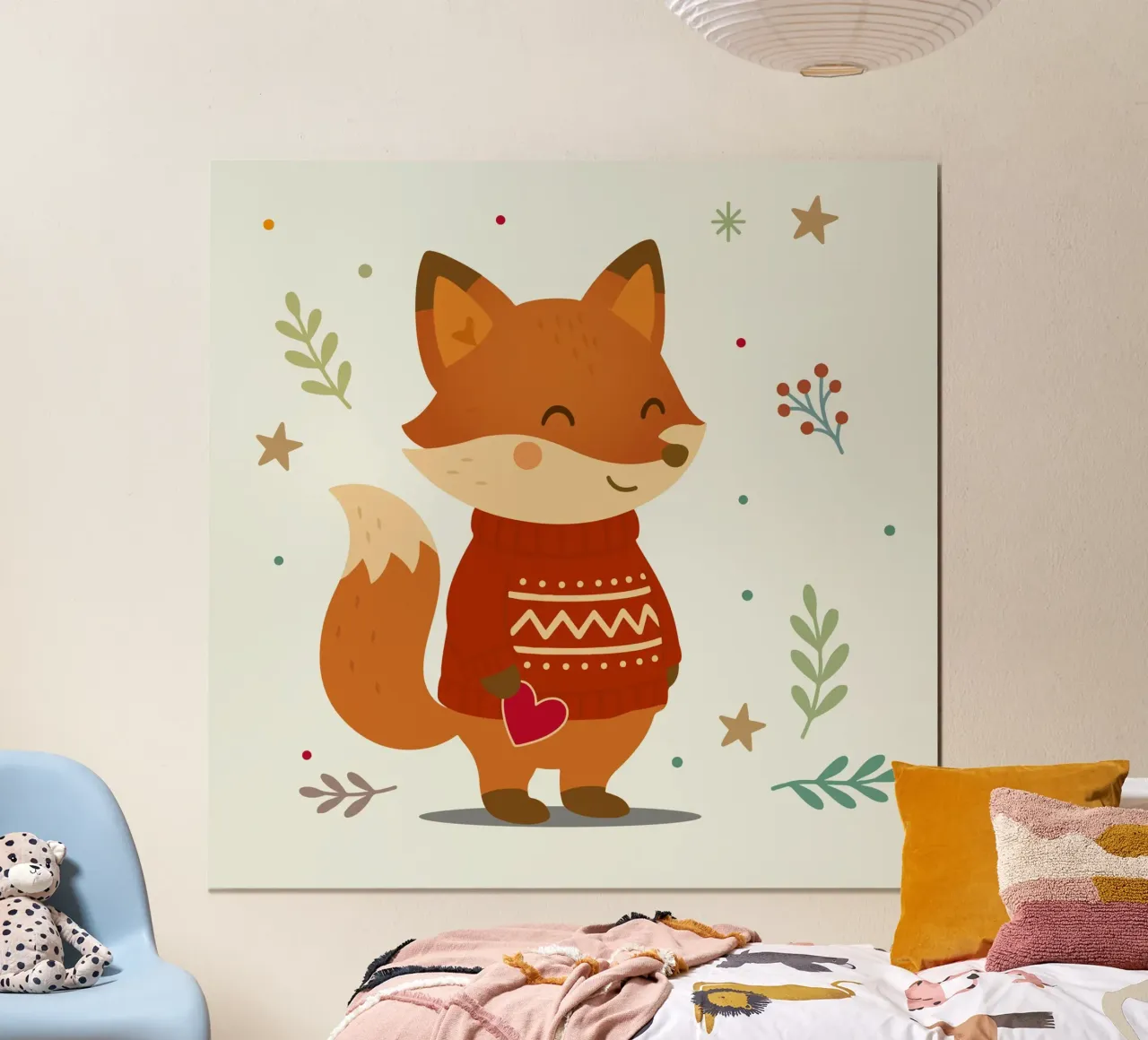 Simpatica volpe in maglione con cuore carta hahnemühle da NA/MO