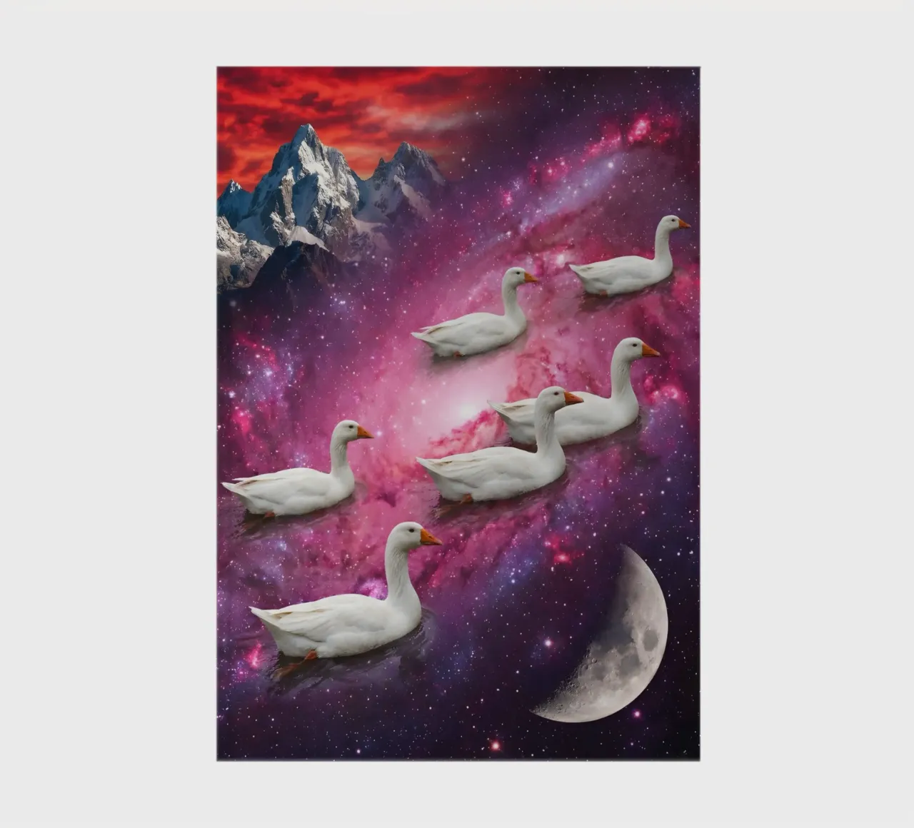 Cosmic Ducks Floating Through a Vibrant Galaxy Scene notebook by Cosmic Reverie Studio