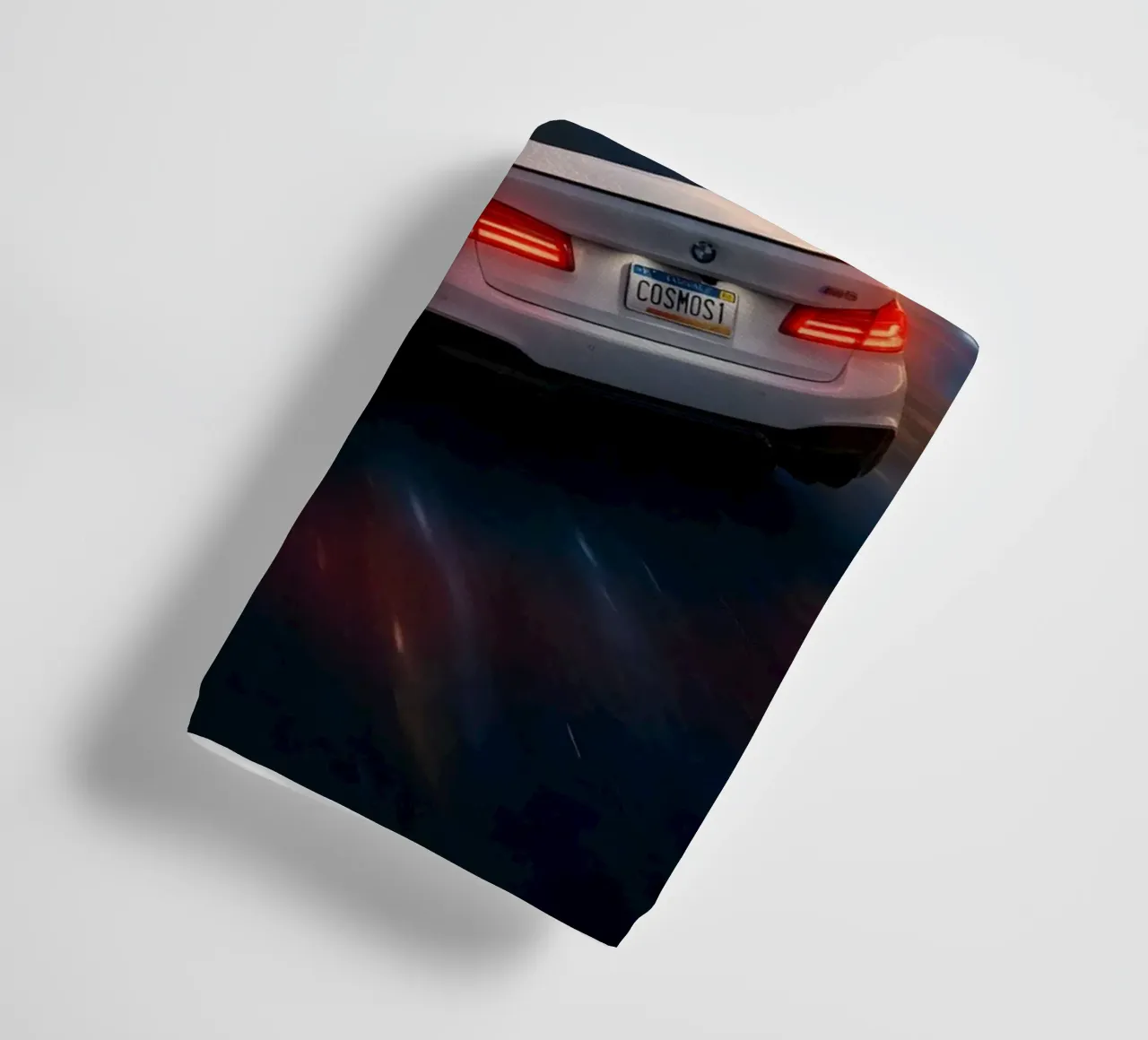 Cosmic Car Journey Through Space and Saturn Art Print towel by Cosmic Reverie Studio