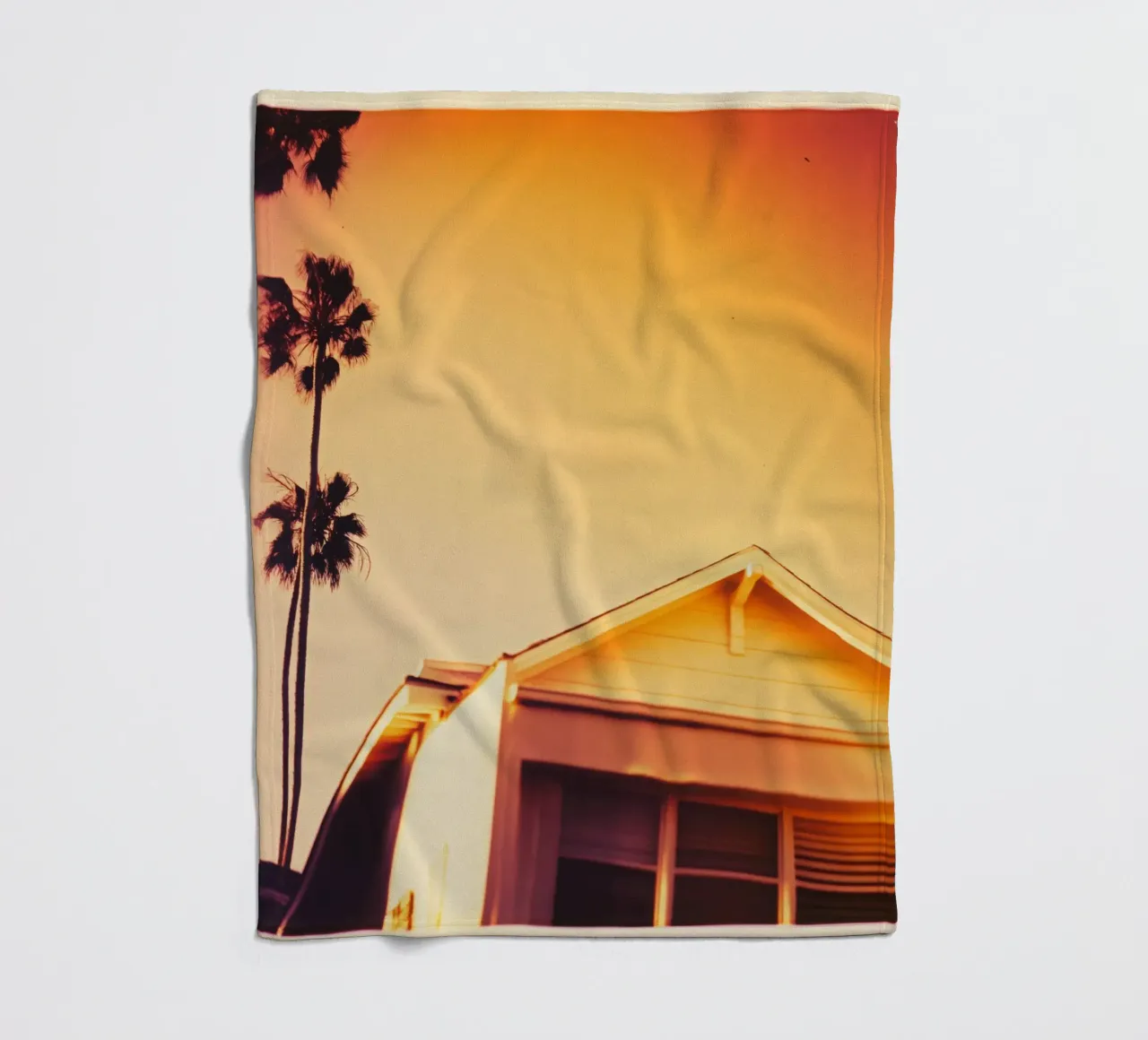 Orange Los Angeles fleece blanket by Affiches Minimalistes