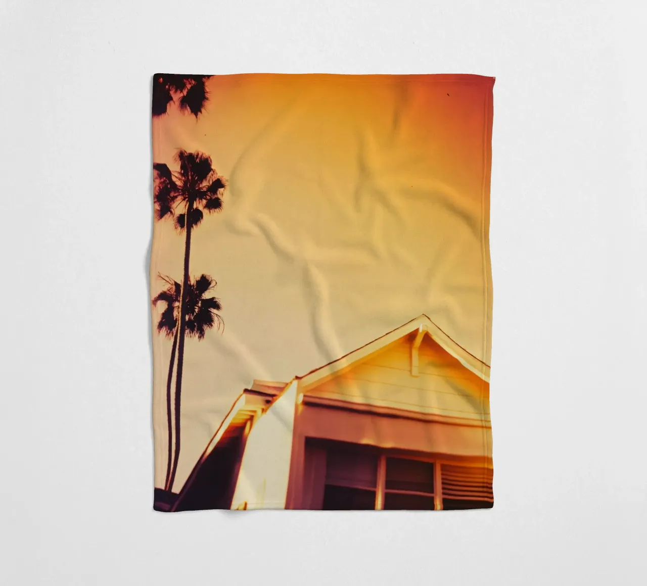 Orange Los Angeles fleece blanket by Affiches Minimalistes